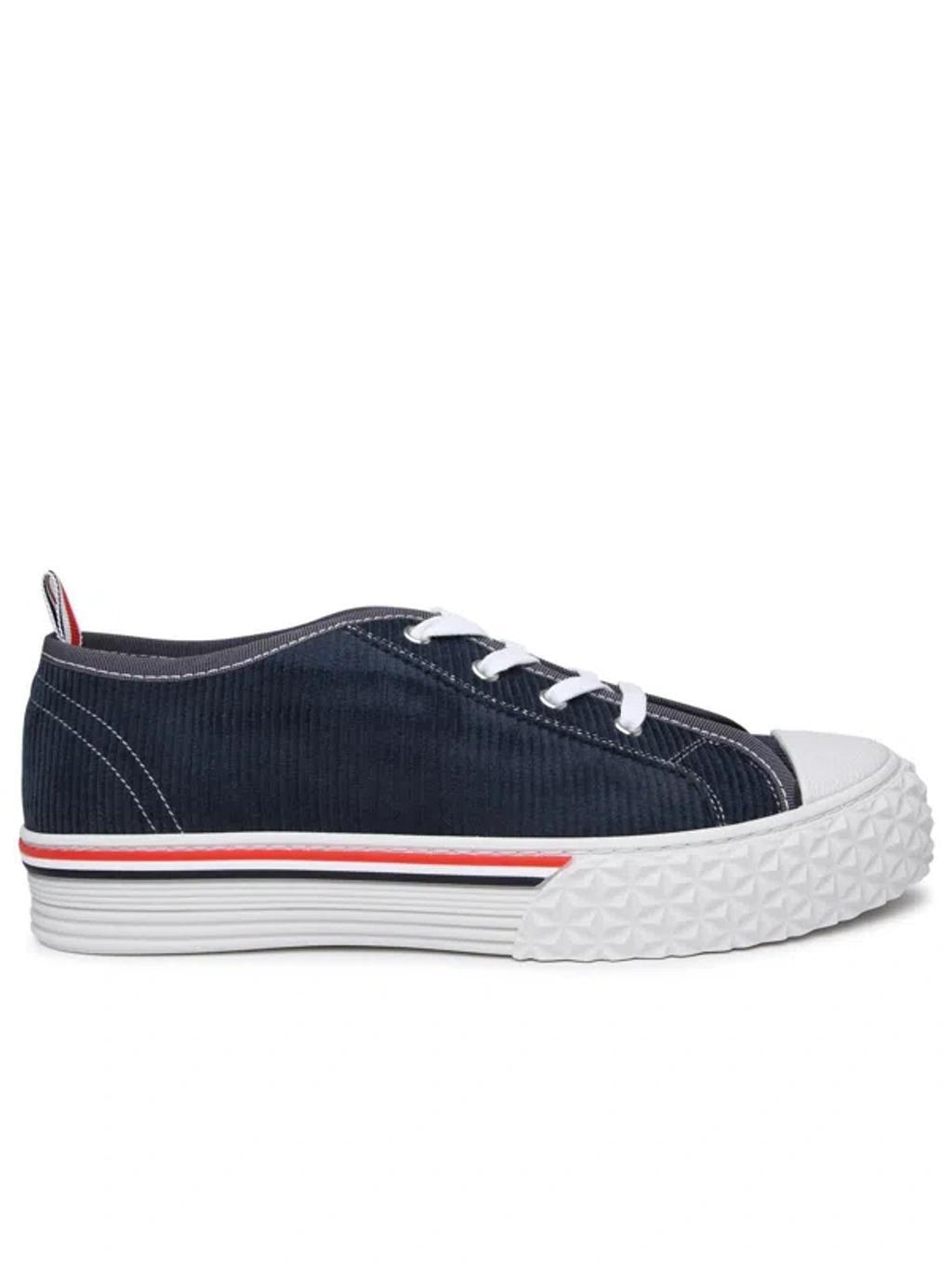 Light Blue Corduroy Sneaker In Navy Product Image