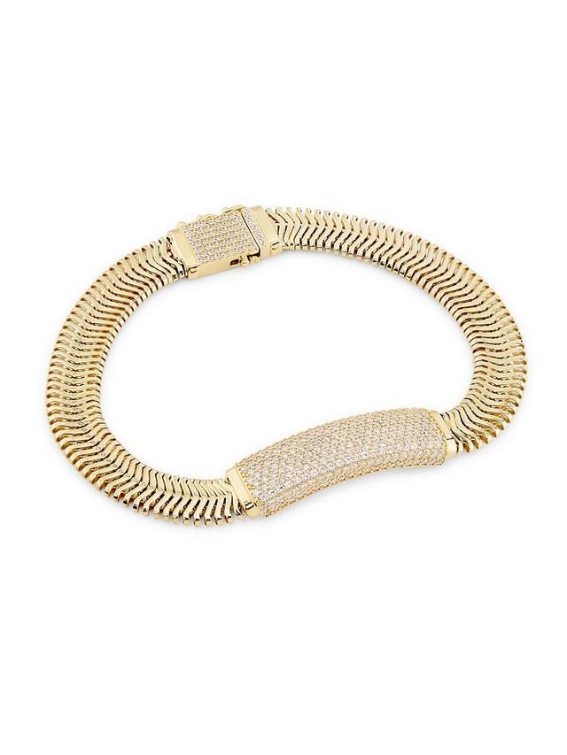 Womens 18K Gold-Plated & Cubic Zirconia ID Line Bracelet Product Image