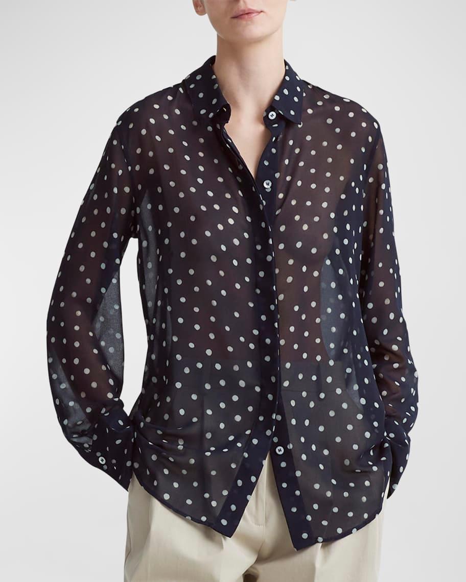 Chika Polka-Dot Sheer Button-Front Top Product Image