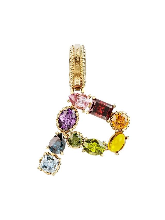 Womens Rainbow Alphabet 18K Yellow Gold & Multi Gemstone Initial P Charm - Yellow Gold Product Image