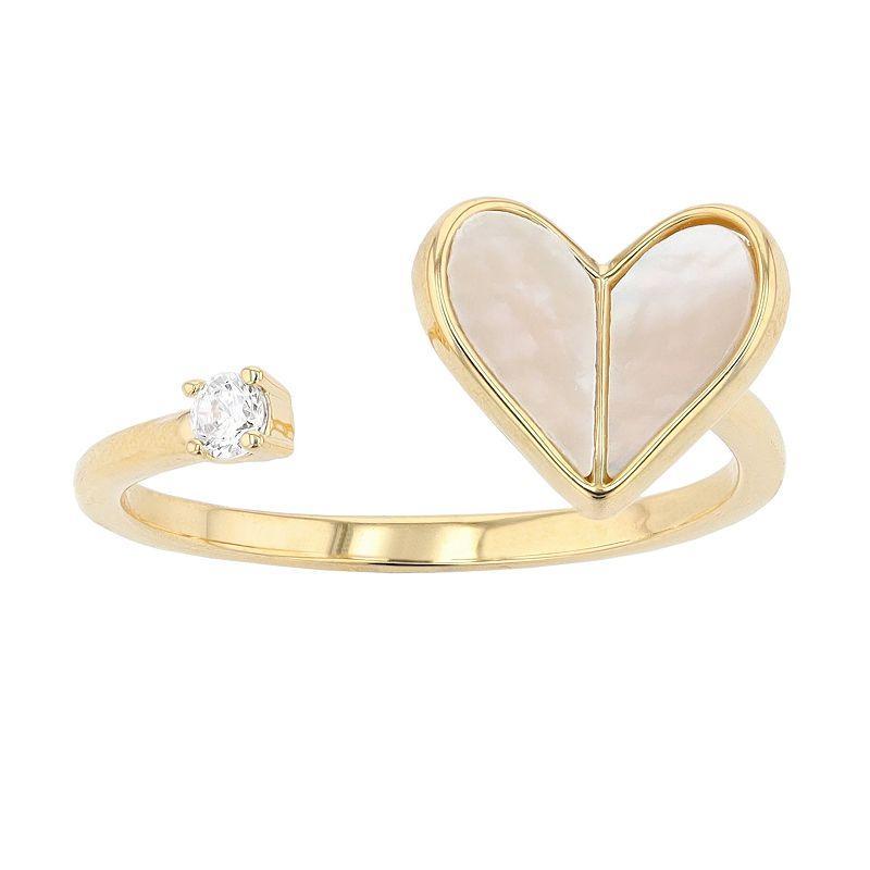 City Luxe 14k Gold-Plated Mother-of-Pearl & Cubic Zirconia Heart Wrap Ring, Womens Gold Tone Product Image