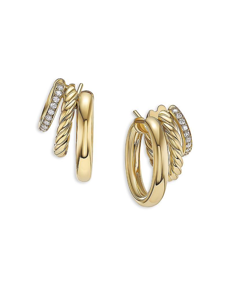 Womens DY Mercer Multi Hoop Earrings In 18K Yellow Gold With Pav Diamonds Product Image