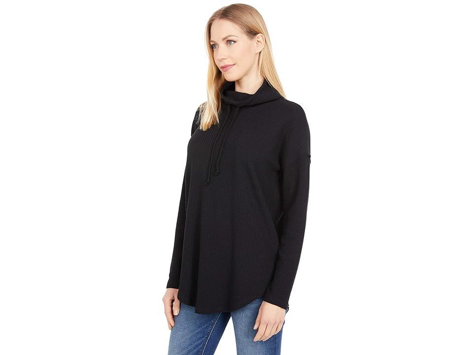 Lilla P Dropped Shoulder Cowl Neck Top (Black) Women's T Shirt Product Image