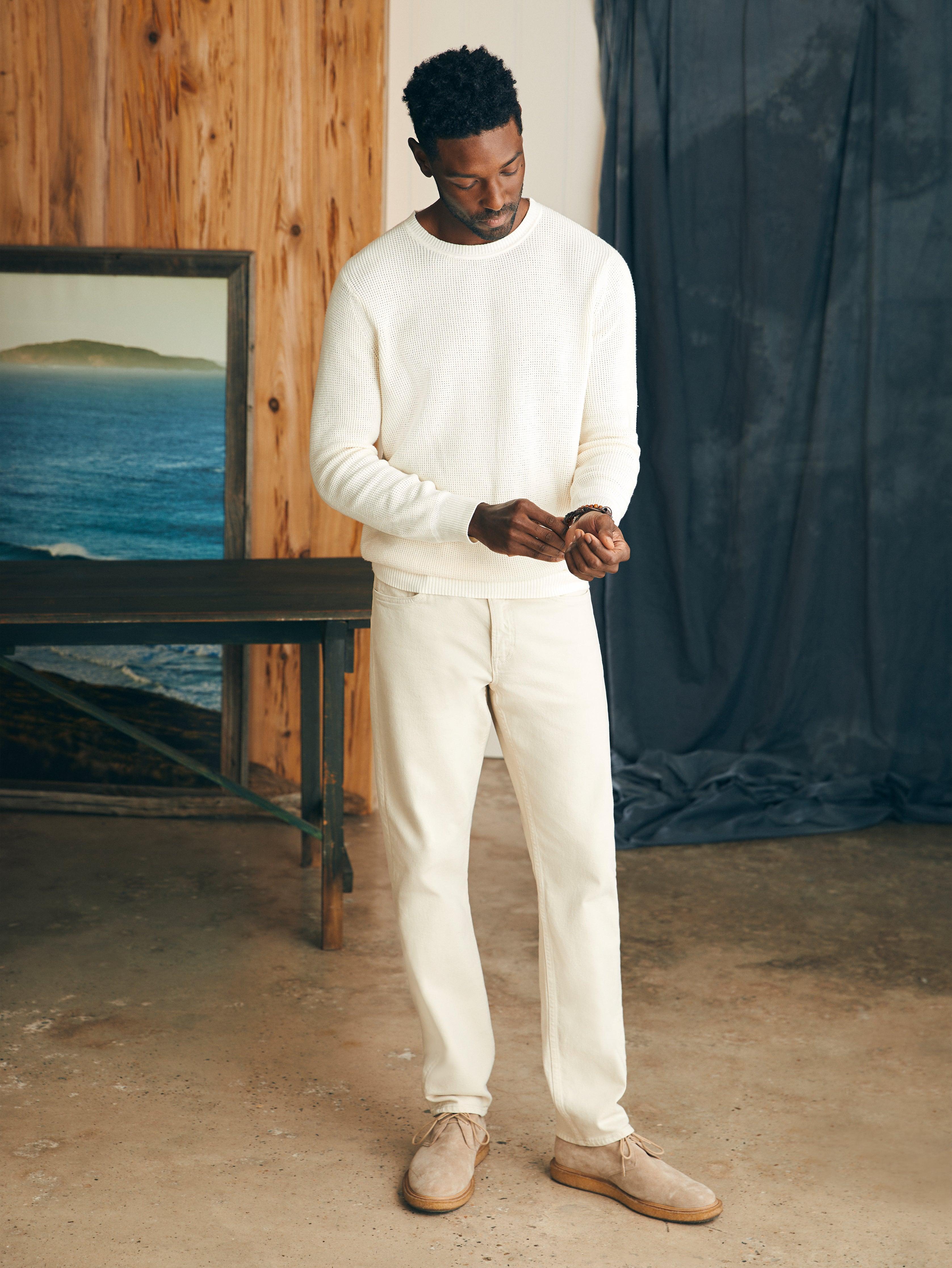 Sunwashed Crewneck Sweater - White Shell Male Product Image