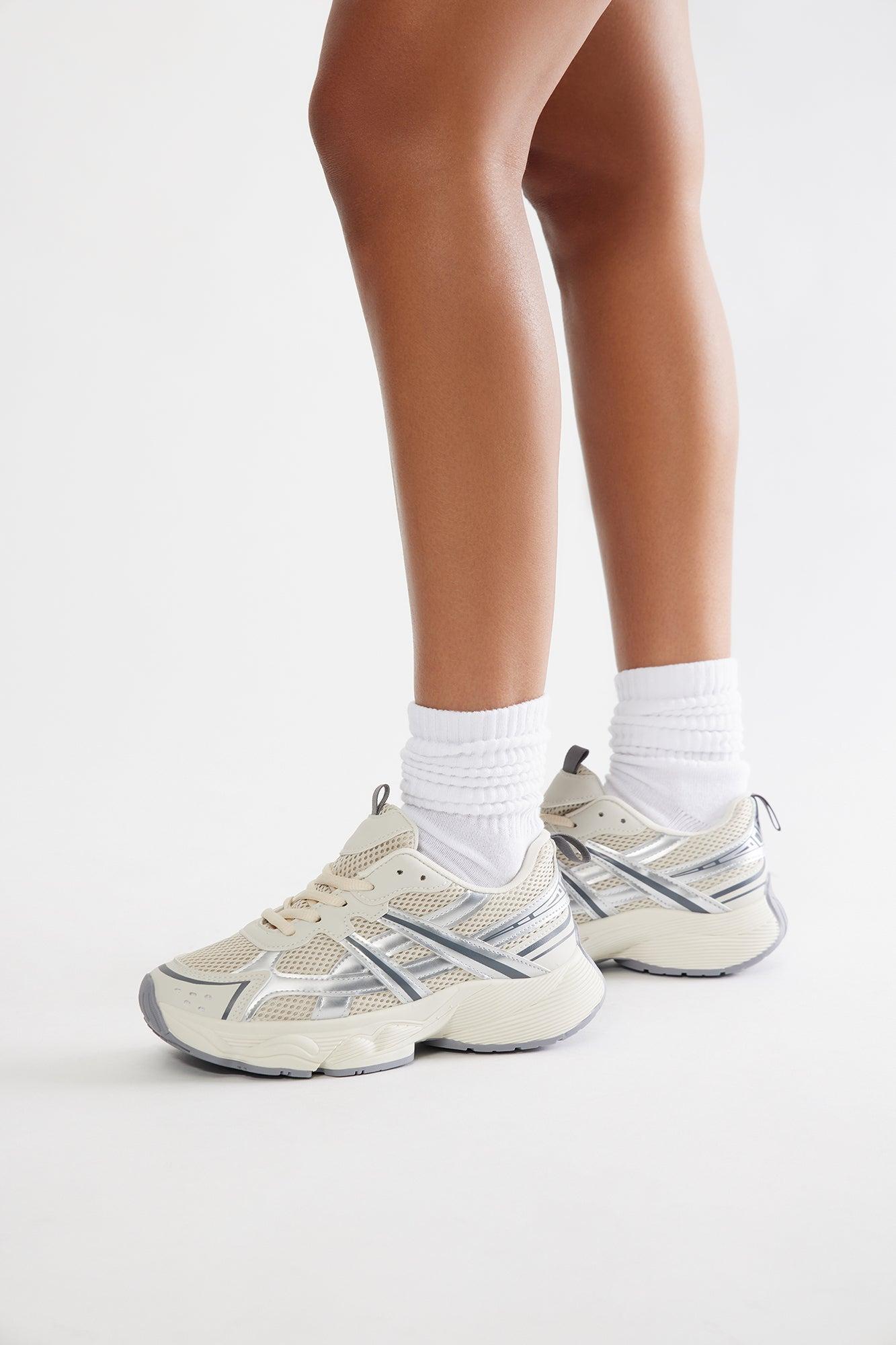 Cole Lace Up Sneakers - Cream Product Image