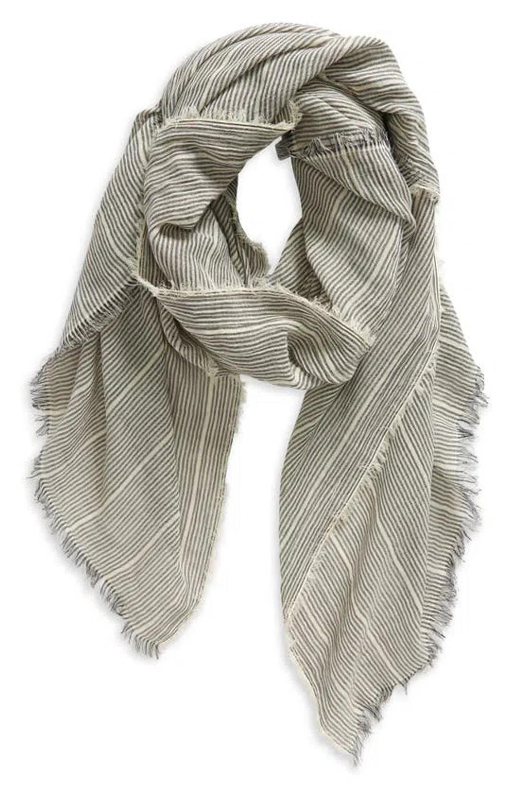 Micro Stripe Cotton Scarf In Gray Product Image