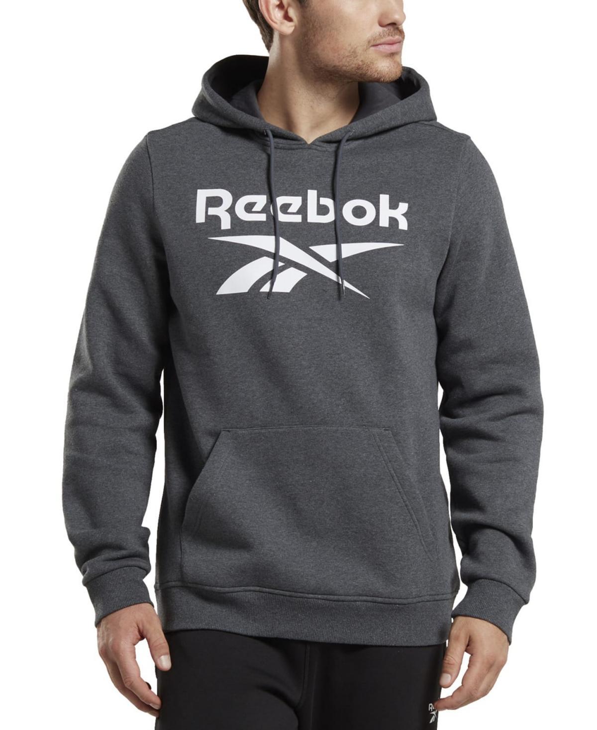 Reebok Mens Identity Classic-Fit Stacked Logo-Print Fleece Hoodie - Royal Product Image