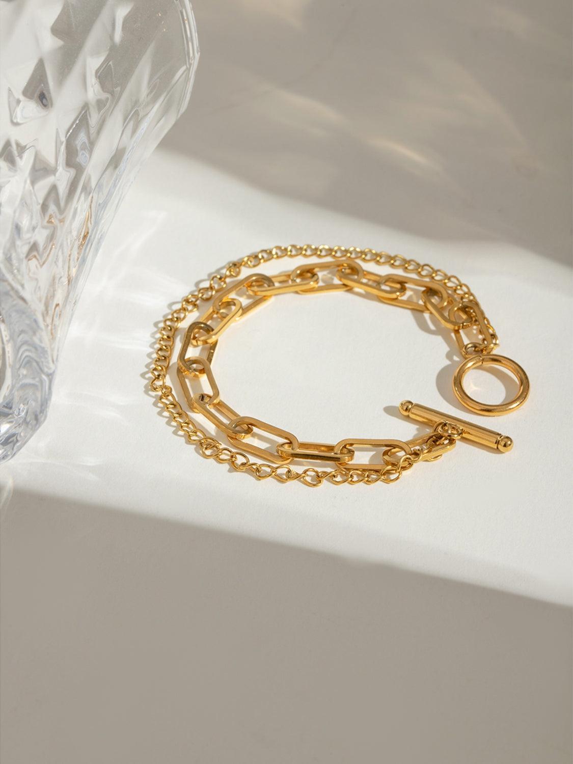 18K Gold-Plated Stainless Steel Chain Bracelet Product Image