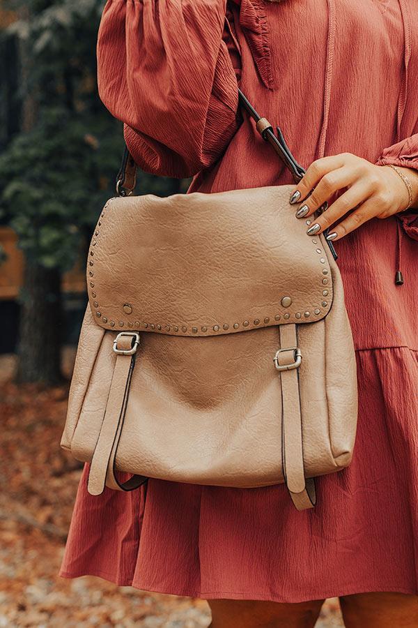 Autumn Treasure Faux Leather Backpack In Iced Latte Product Image