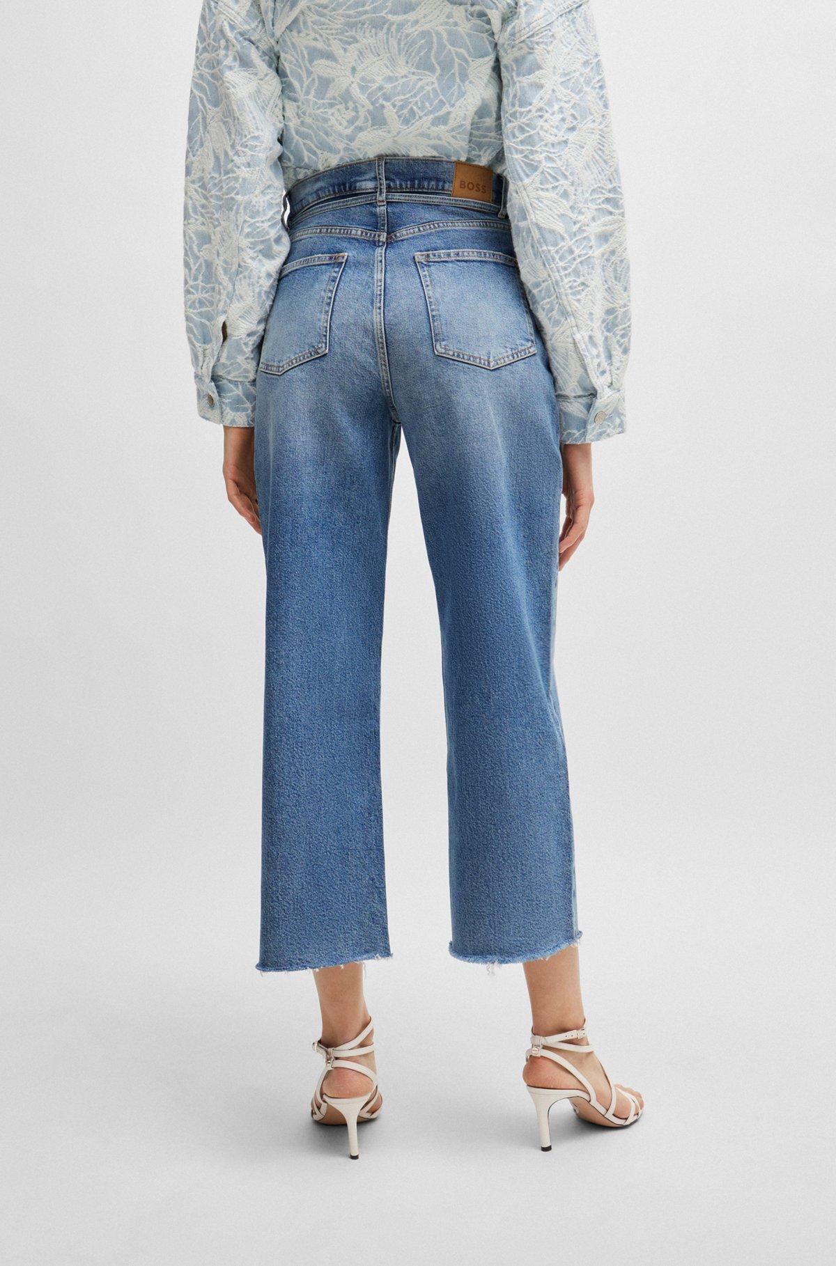 Blue jeans with belt detail Product Image