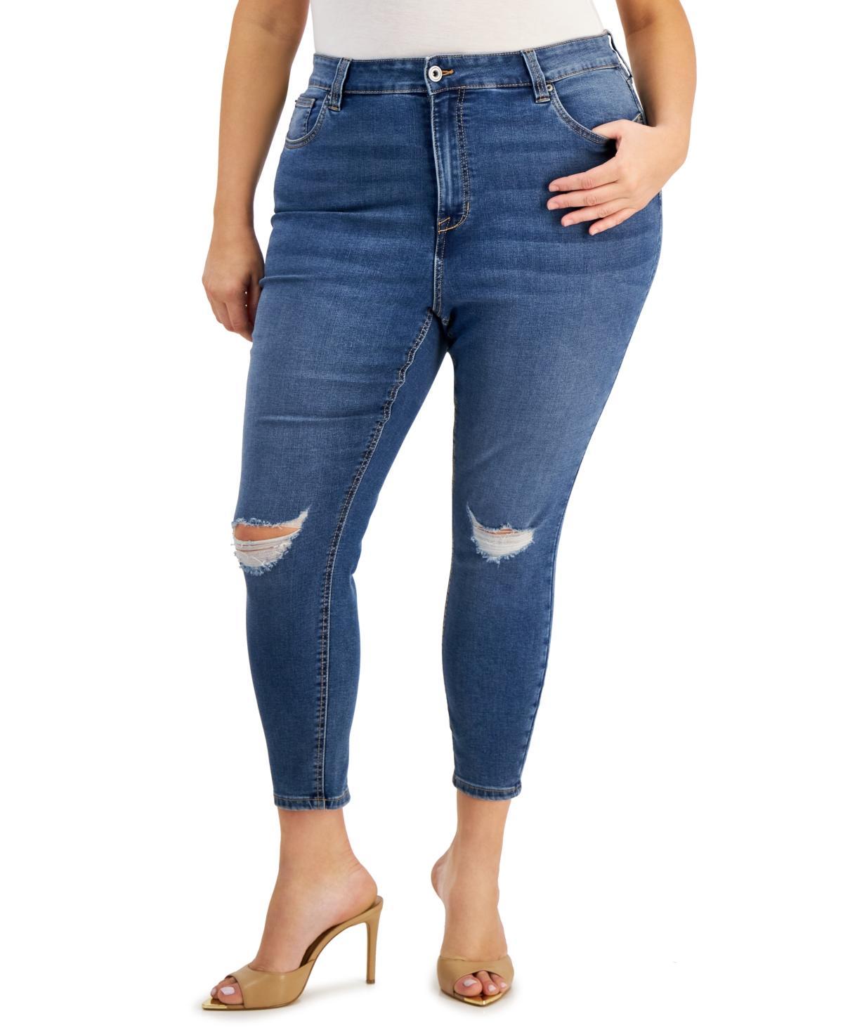 Celebrity Pink Trendy Plus Size High Rise Skinny Jeans Product Image