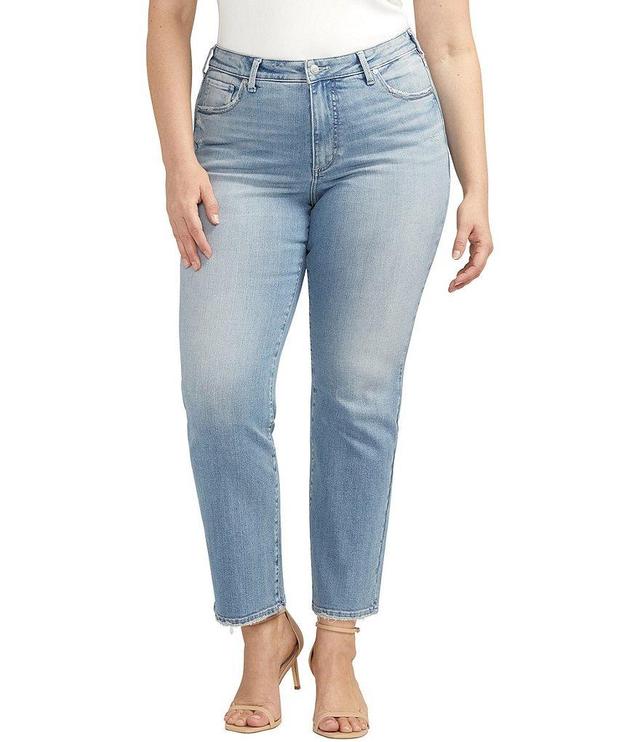 Silver Jeans Co. Plus Size Isbister Straight Leg Fray Hem Ankle Jeans Product Image