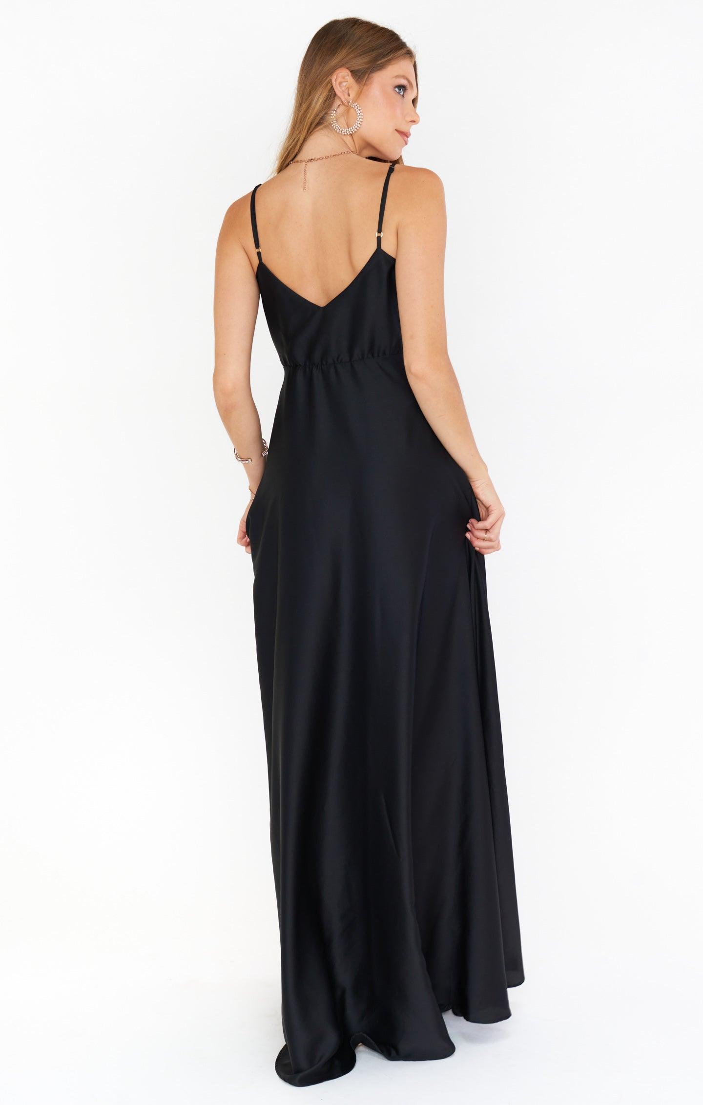 Faith Maxi Dress ~ Black Luxe Satin Product Image