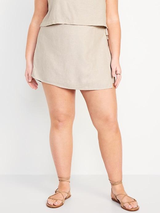 High-Waisted Wrap-Front Mini Skort Product Image