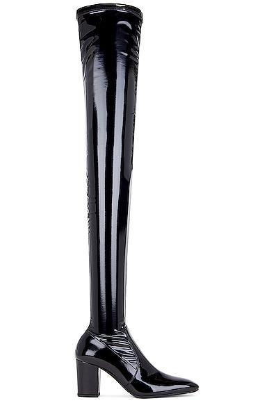 Saint Laurent Betty Over The Knee Boot in Nero - Black. Size 39.5 (also in 36, 36.5, 37, 37.5, 38, 39, 40, 41). Product Image