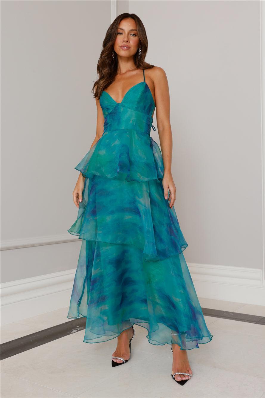 She Is Mysterious Maxi Dress Green Product Image