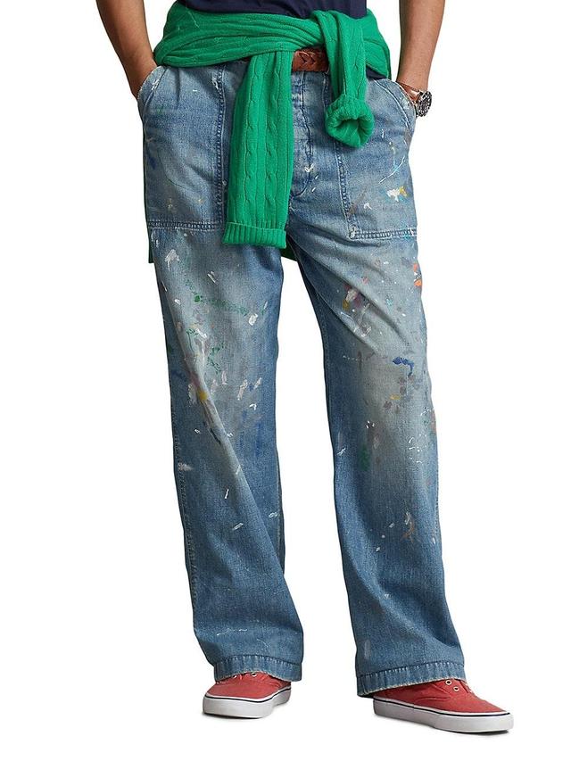 Mens Paint Splatter Straight-Leg Carpenter Jeans Product Image