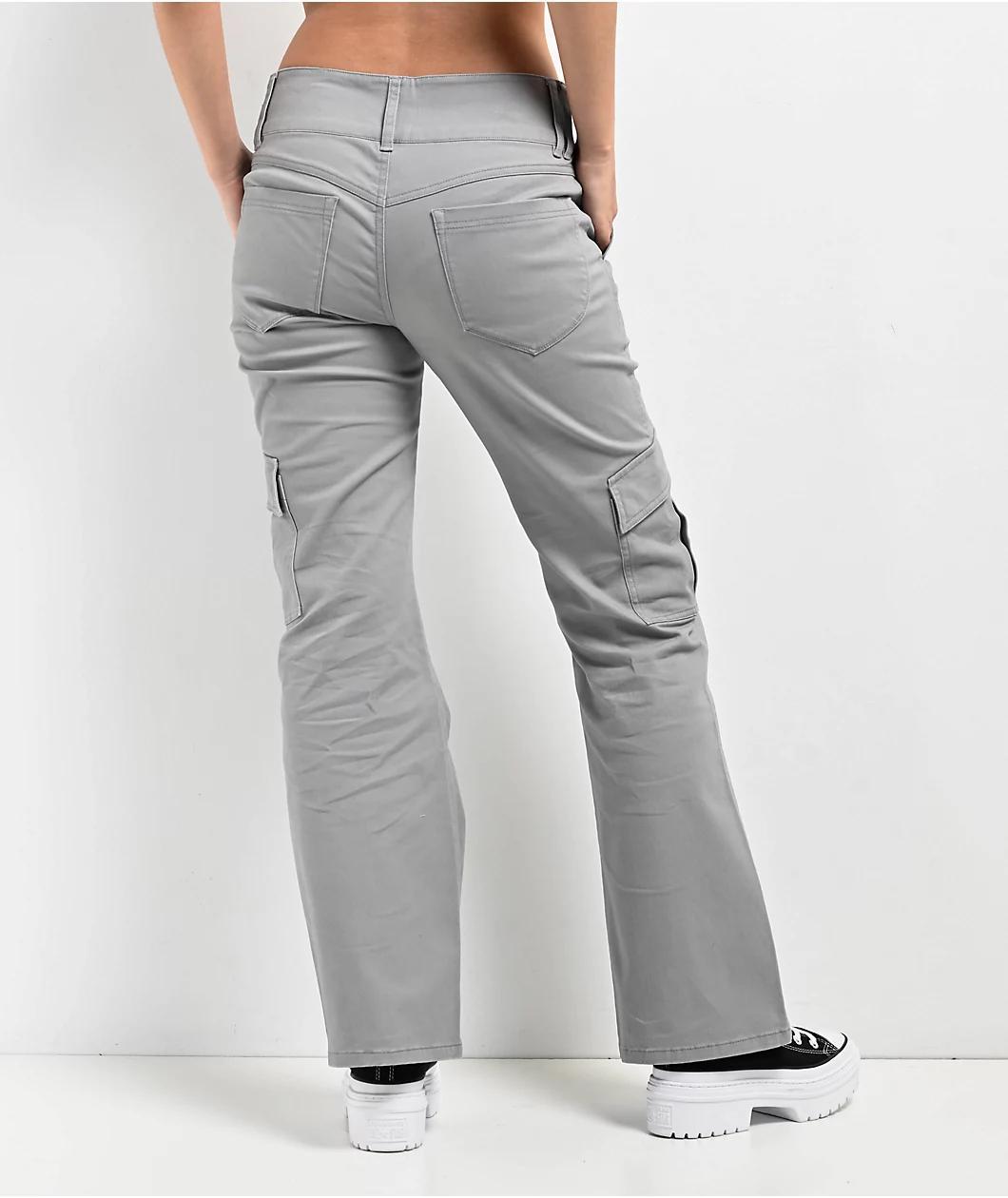 Empyre Britt Y2K Limestone Low Rise Flare Cargo Pants Product Image