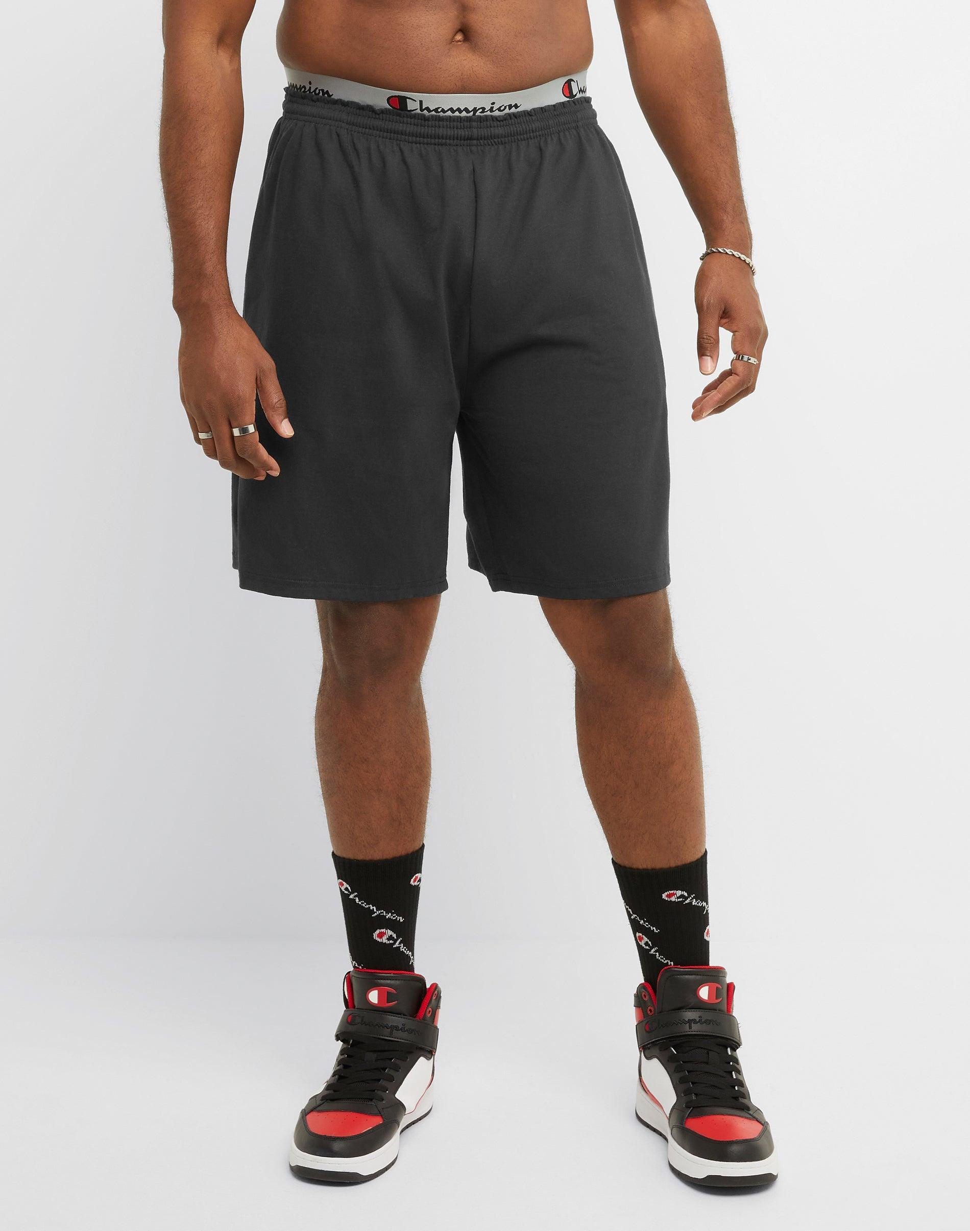 Mens Champion Lightweight Lounge Shorts, C Patch Logo (Big & Tall) Oxford Grey 2XB Product Image