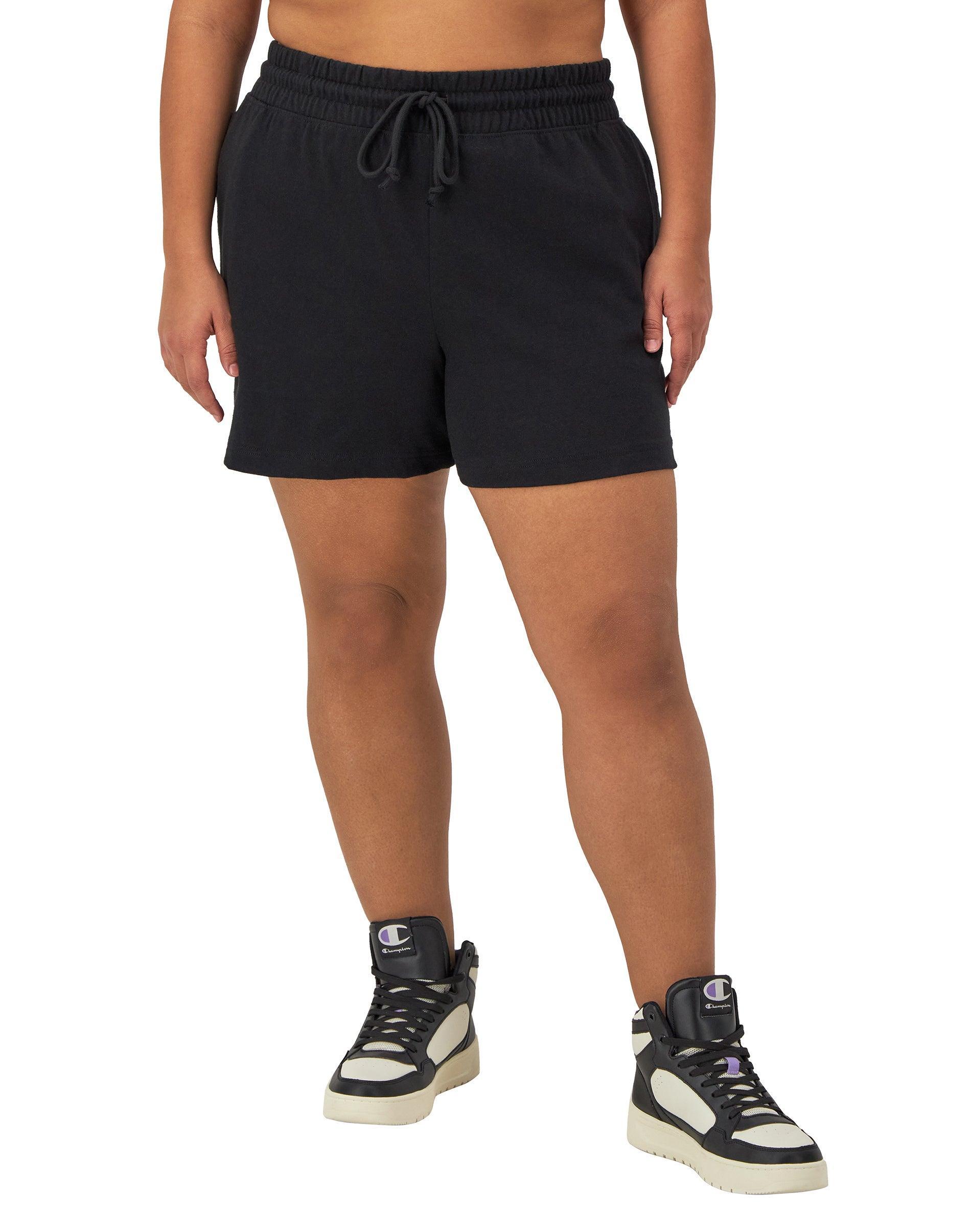 Womens Champion T-Shirt Shorts, C Logo, 5 (Plus Size) Black 2X product image