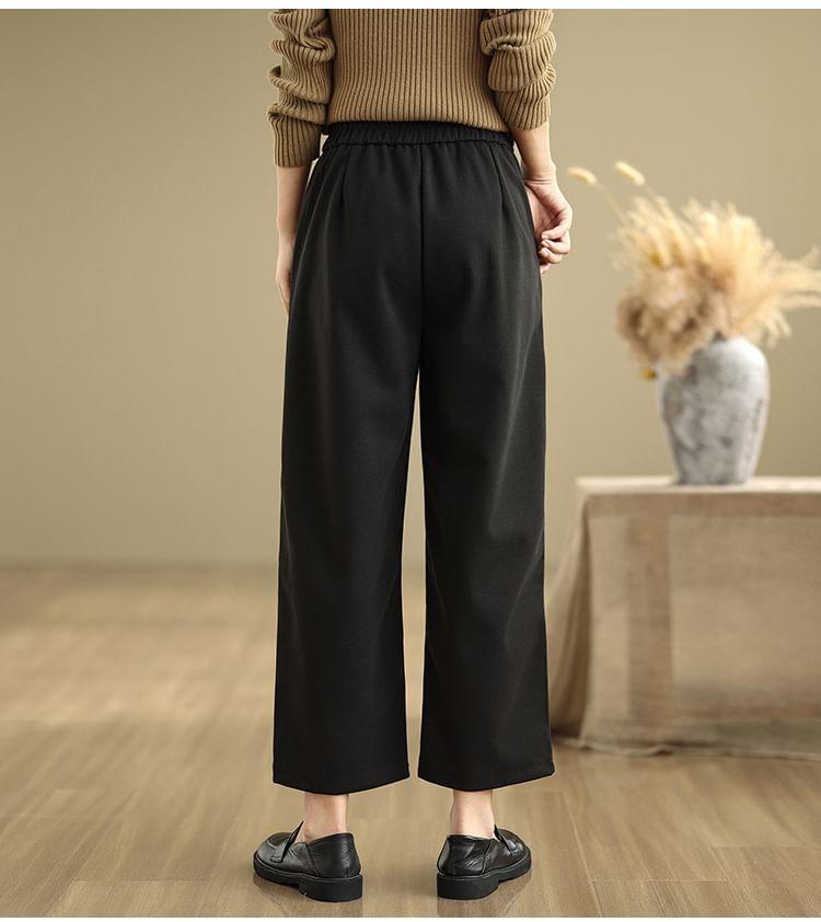 High Waist Asymmetrical Straight Leg Slacks Product Image