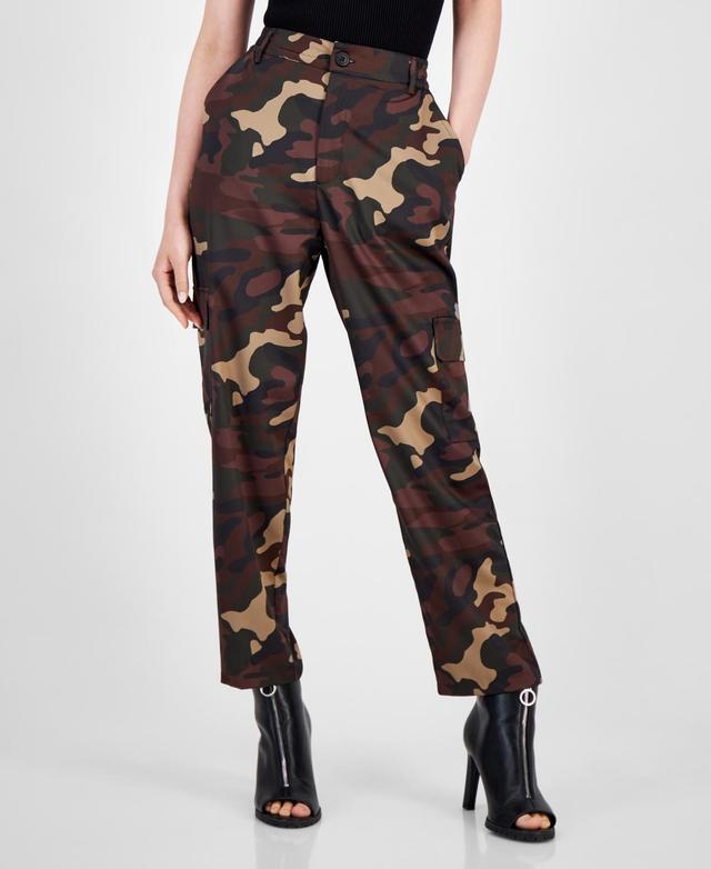 Bar Iii Womens Camo Washed Satin Cargo Pants, Created for Macys Product Image