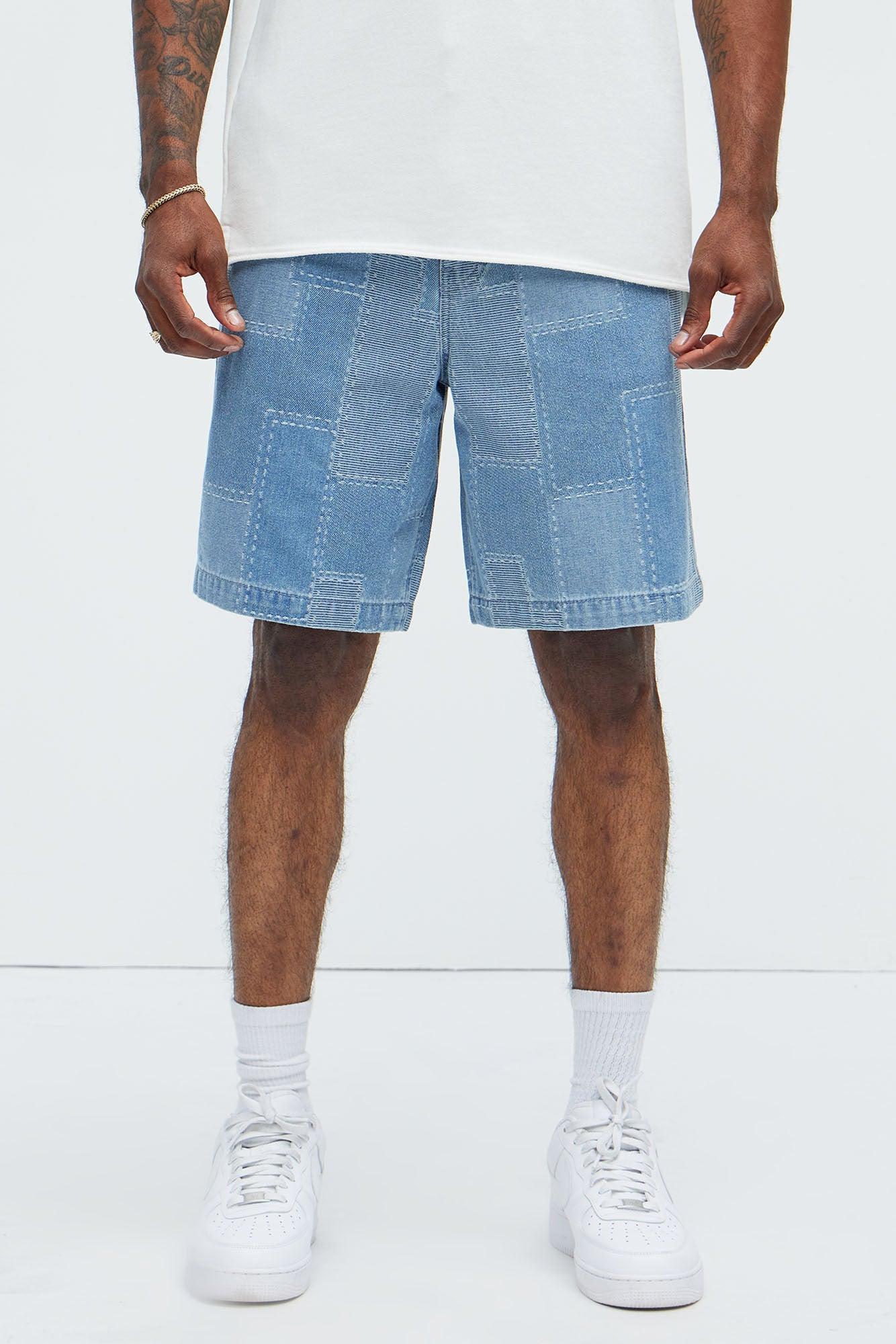 Shibori Relaxed Denim Shorts - Light Blue Product Image