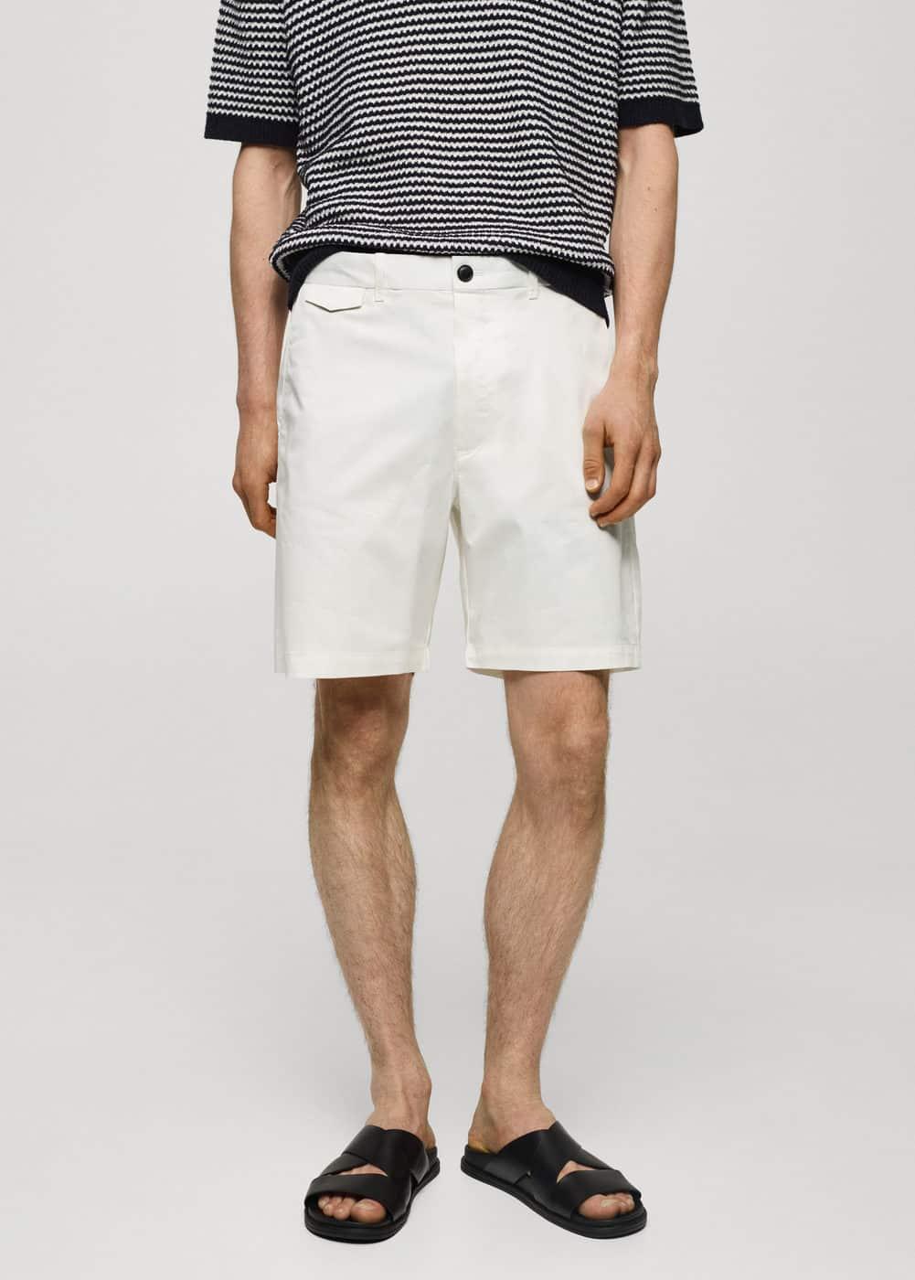 MANGO MAN - Slim fit cotton Bermuda shorts off whiteMen Product Image