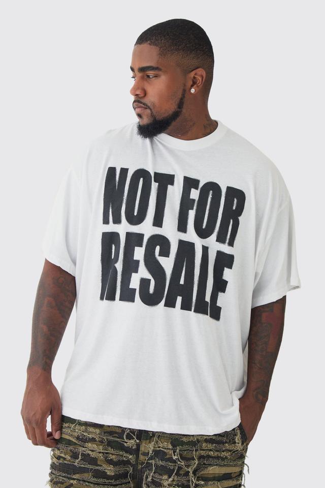 Plus Not For Resale Oversized Print T-shirt in White | boohooMAN USA Product Image