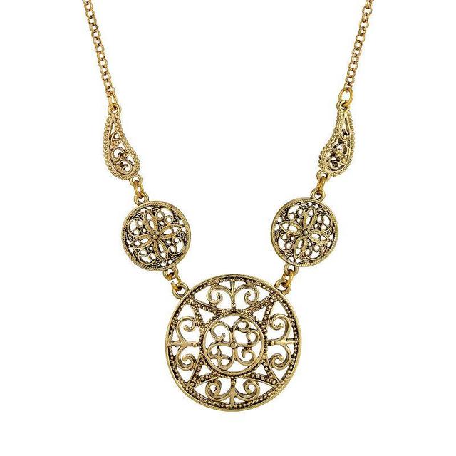 1928 Gold Tone Filigree Pendant Necklace, Womens, Yellow Product Image