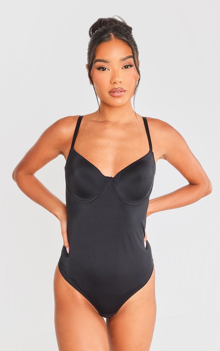 Black Sculpted Srappy Bodysuit Product Image