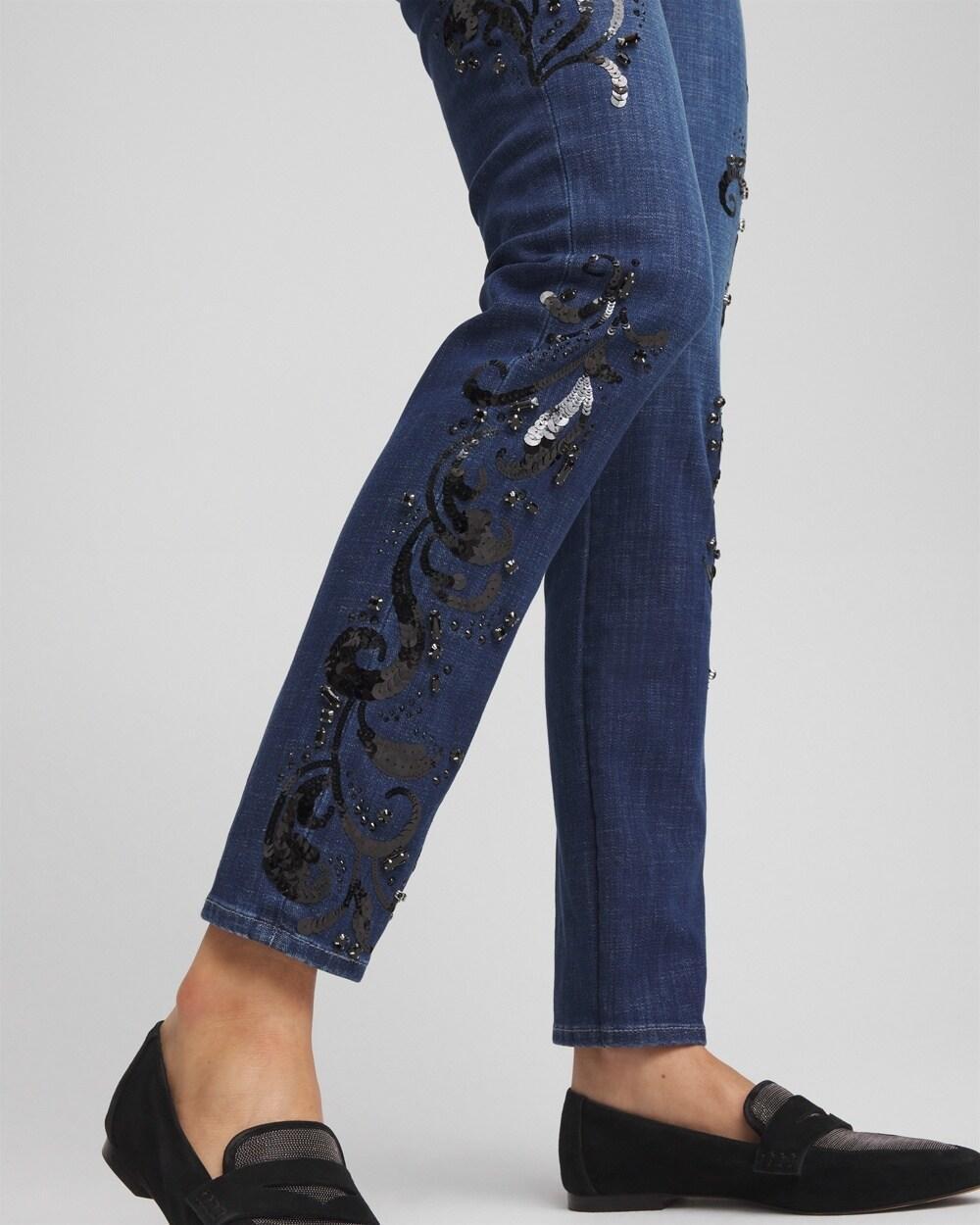 So Slimming® Girlfriend Embroidered Ankle Jeans Product Image