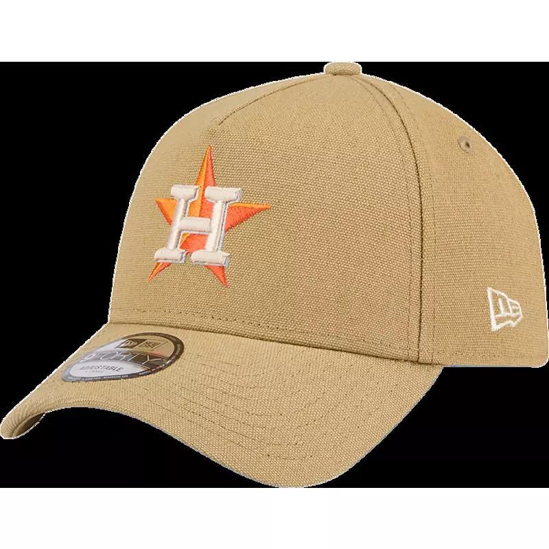 Mens New Era Khaki Houston Astros Logo Essentials 9FORTY A-Frame Adjustable Hat Product Image