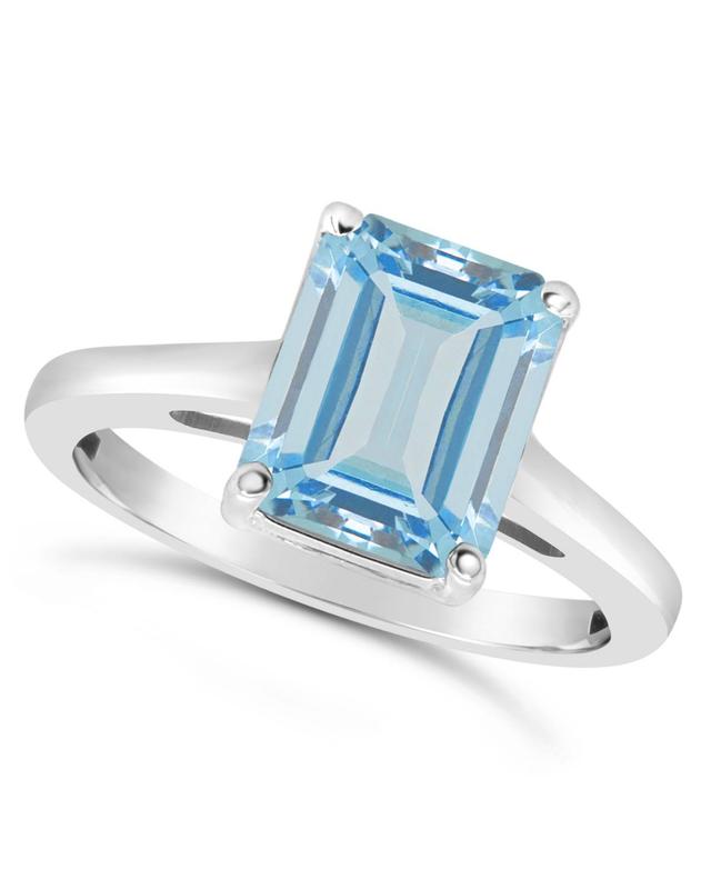 Alyson Layne 14k Gold Emerald Cut Sky Blue Topaz Solitaire Ring, Womens 14k White Gold Product Image