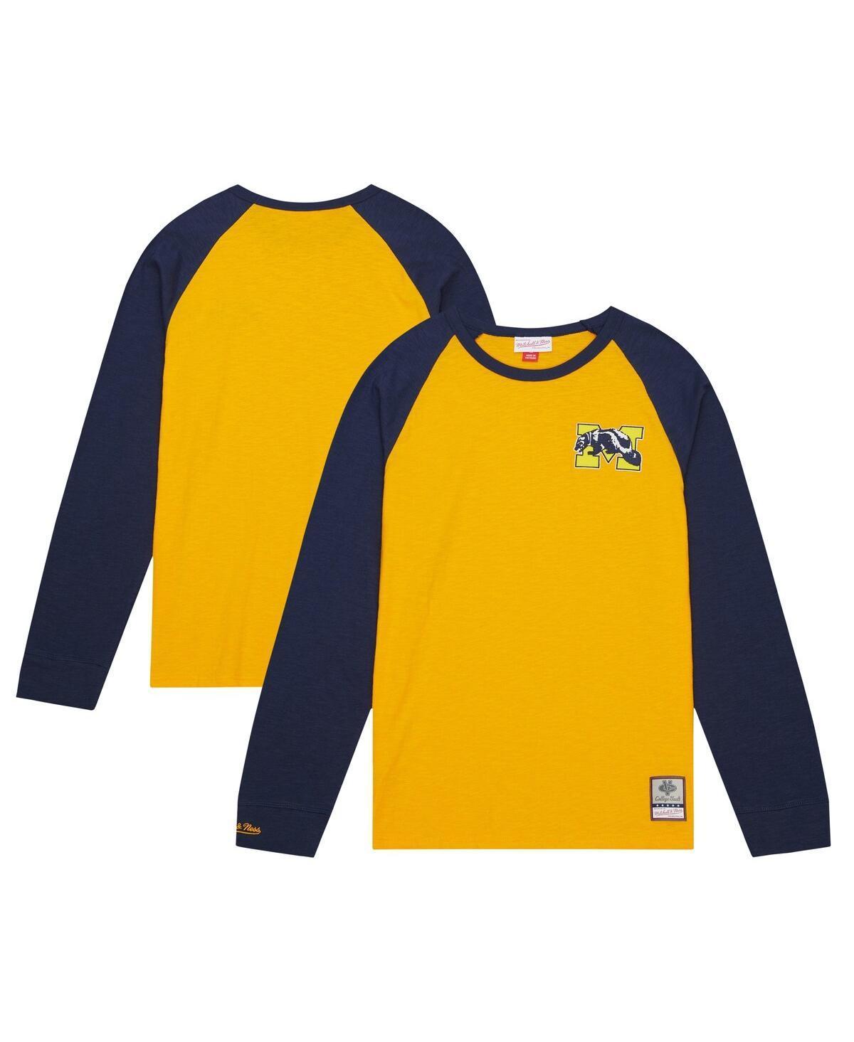 Mens Mitchell & Ness Maize Michigan Wolverines Legendary Slub Raglan Long Sleeve T-Shirt Product Image