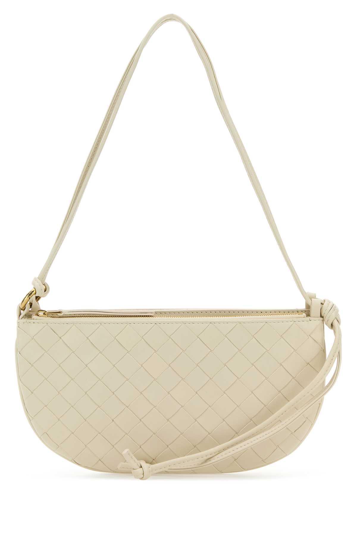 Ivory Leather Gemelli Shoulder Bag In White Product Image