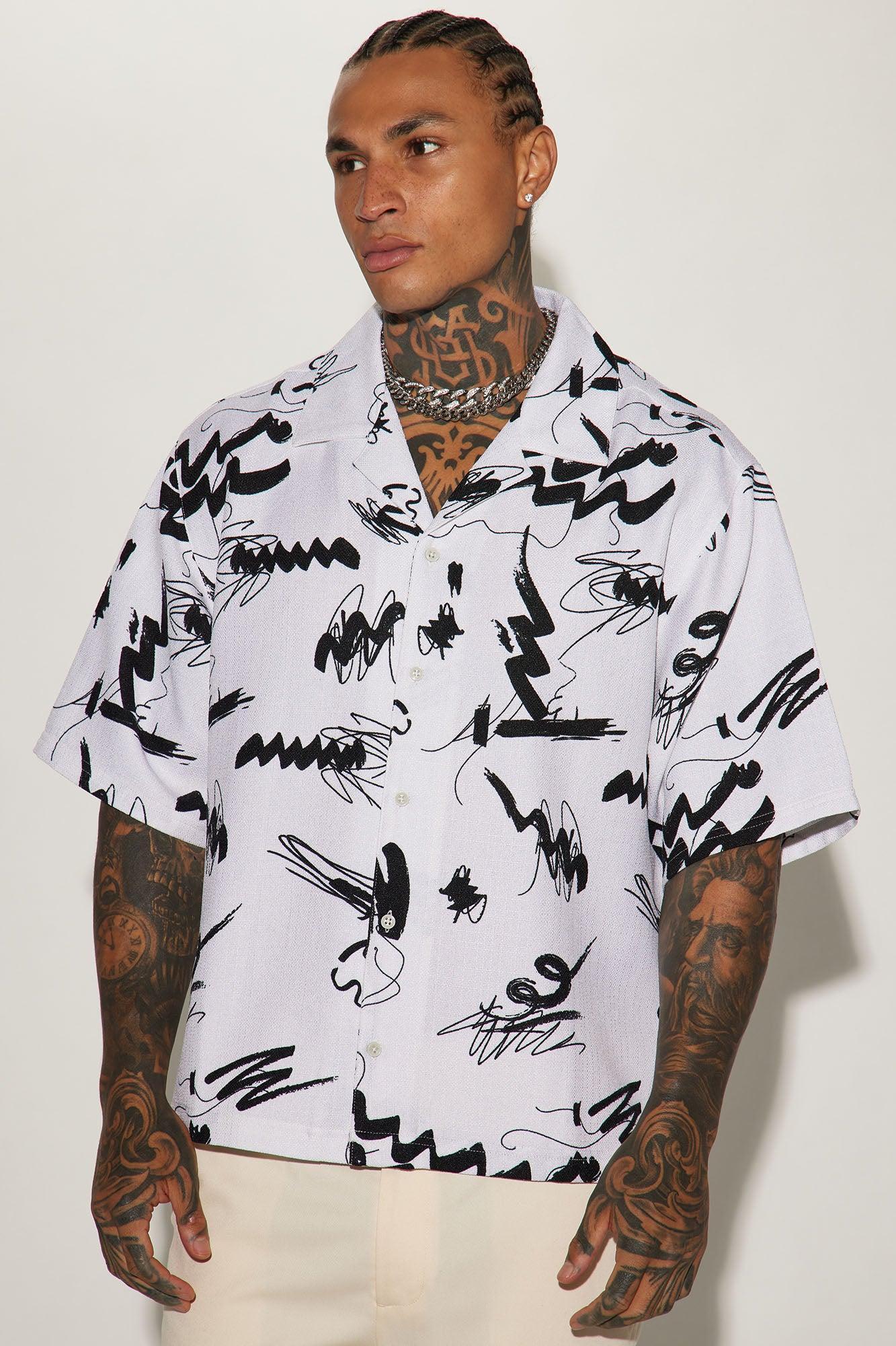 Zig Button Up Shirt - Cream/combo Product Image