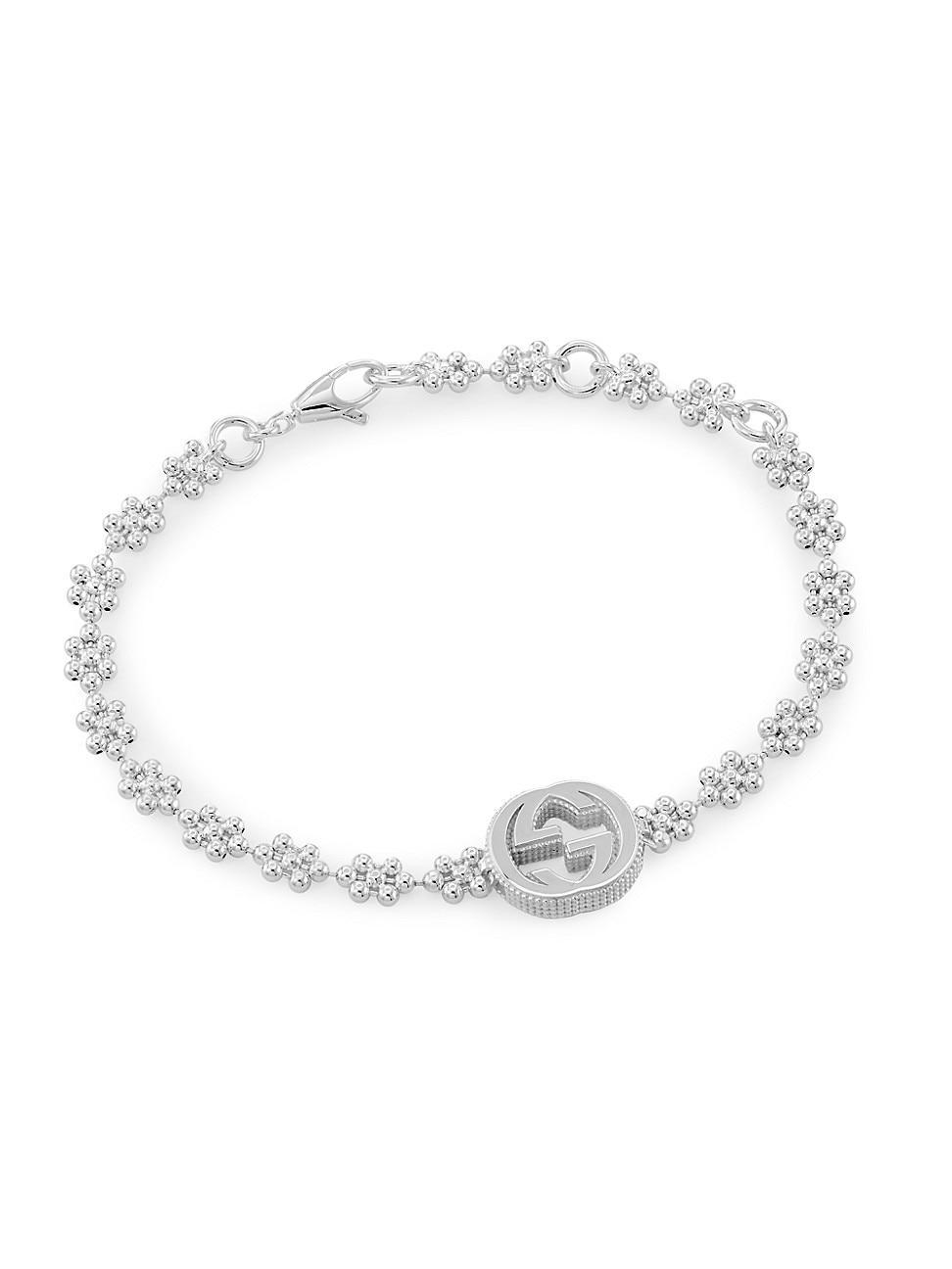 Womens Sterling Silver Interlocking-G Bracelet - Silver Product Image