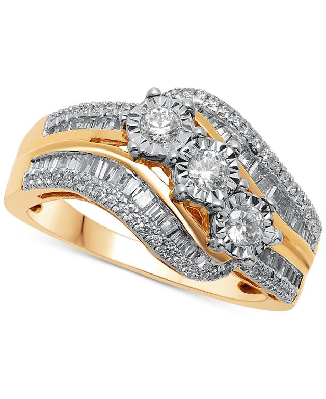 10k Gold 3/4 Carat T.W. Diamond 3-Stone Ring, Womens White Product Image