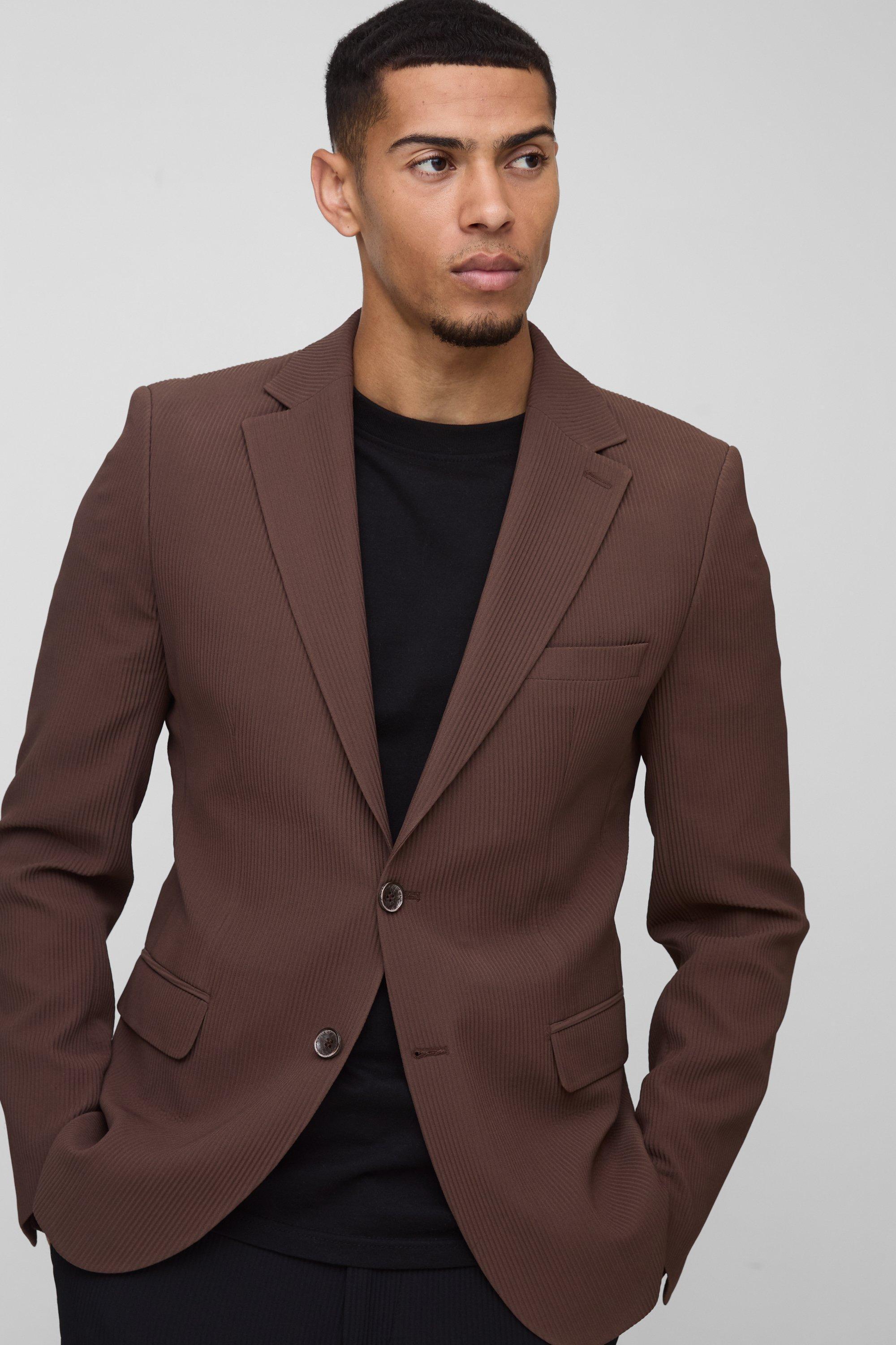 Skinny Fit Pleated Blazer | boohooMAN USA product image