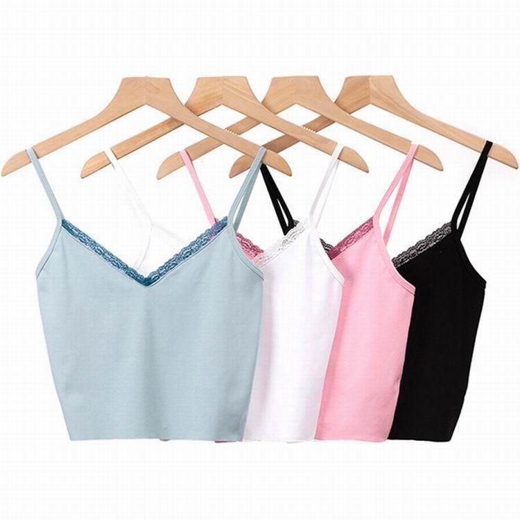 V-Neck Lace Trim Crop Camisole Product Image