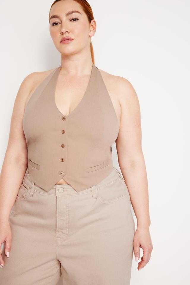 POPLIN HALTER VEST | PUTTY001 Product Image