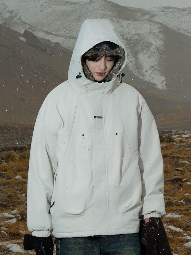 Lettering Hooded Parka Product Image