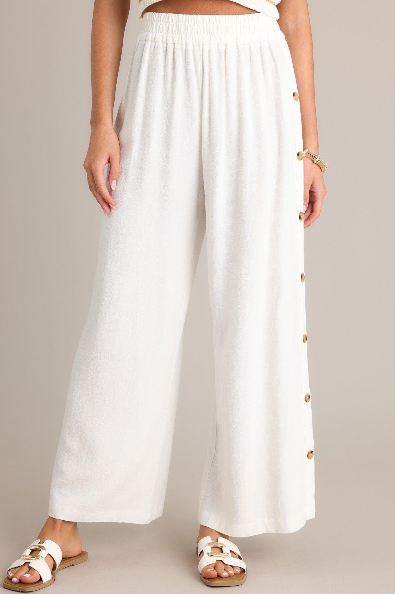 Effortless Glam Ivory Wide Leg Pants Product Image