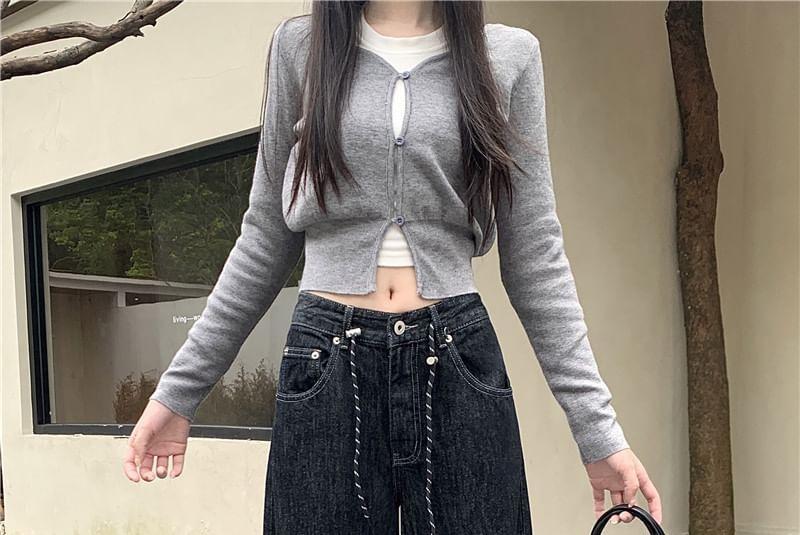 Low Waist Washed Wide Leg Jeans Product Image