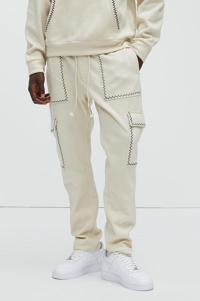 Casual Contrast Stitch Sweatpants - Off White Product Image