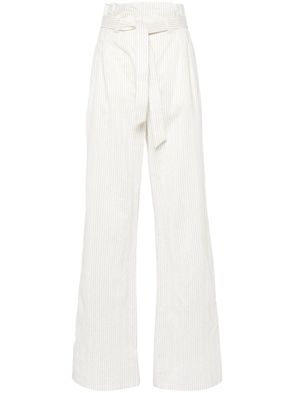 Xero Striped Straight Leg Trousers In White Product Image