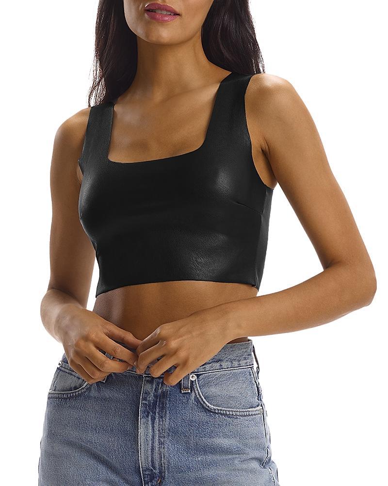 Womens Squareneck Faux Leather Crop Top Product Image