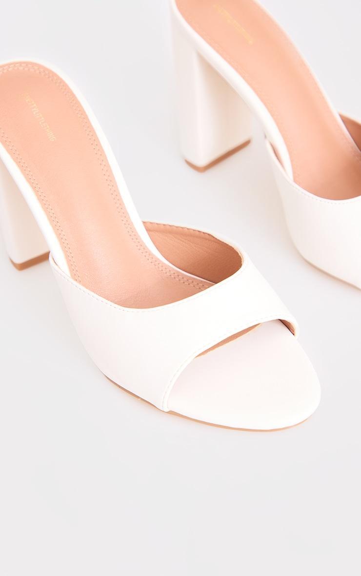 White Pu Basic Block Heeled Mule Sandals product image