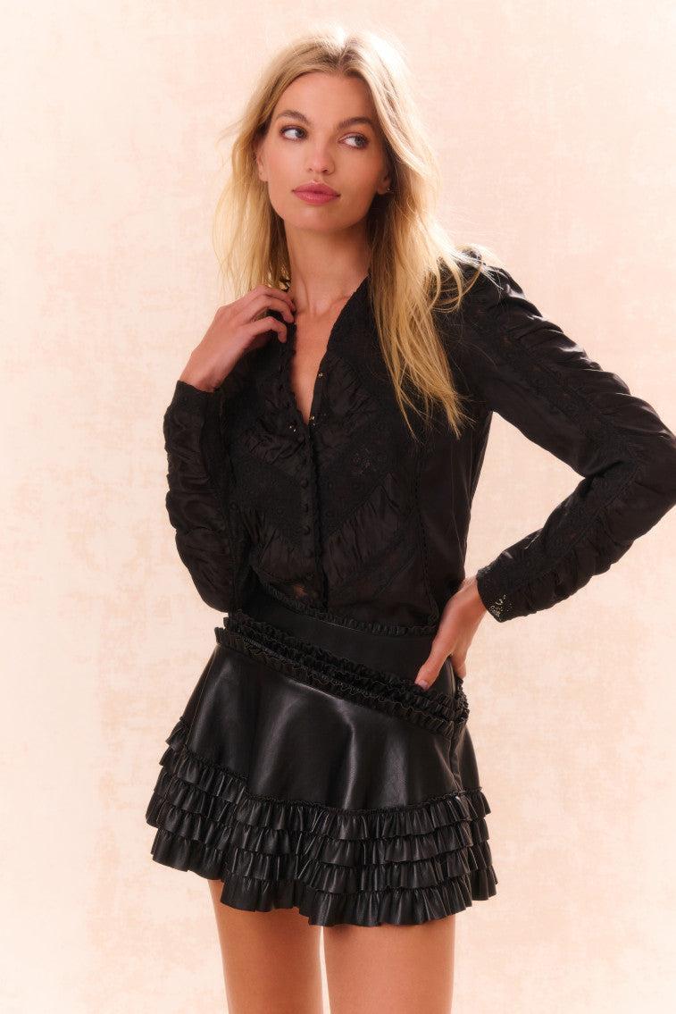 Audria Vegan Leather Skirt Product Image